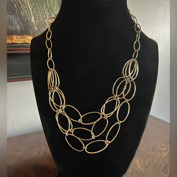 2007 AVON Gold-Tone Oval Link Chain Maille Tiered Necklace - Picture 2 of 5